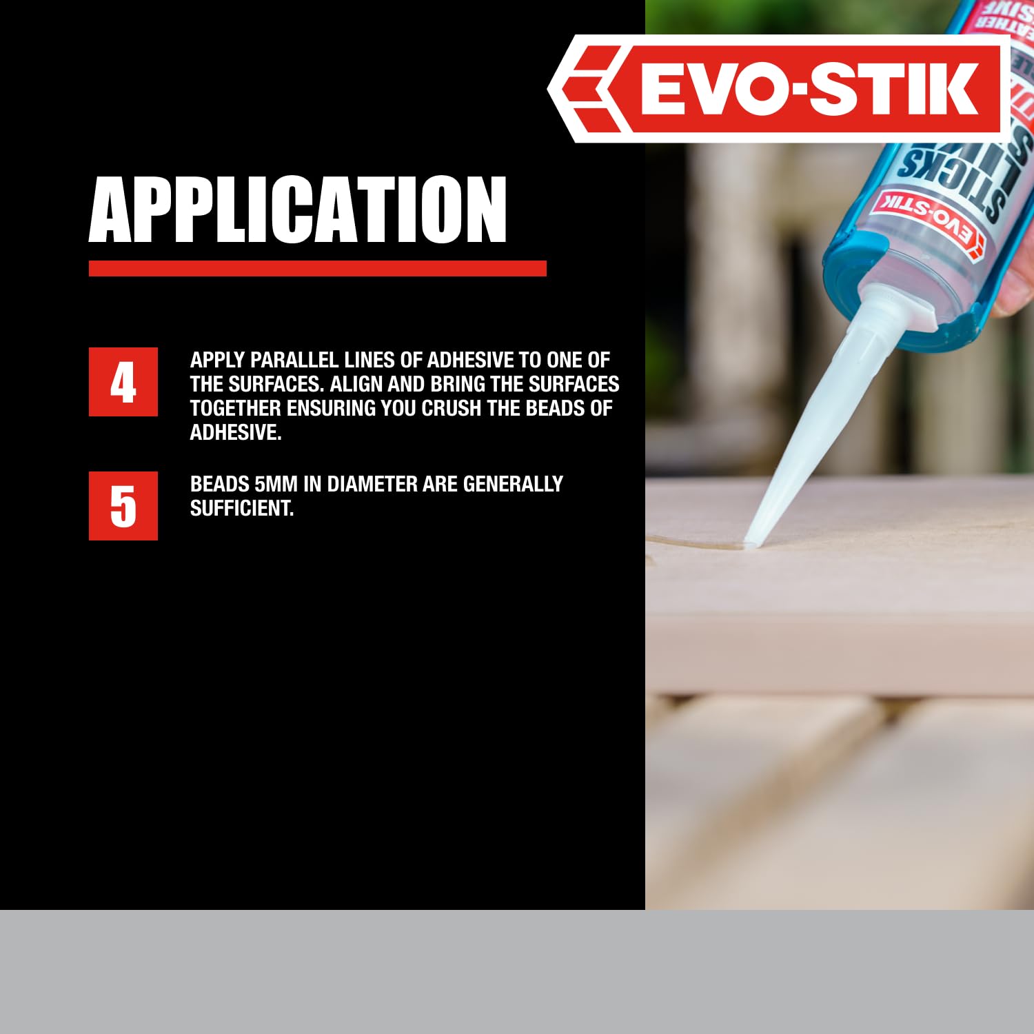 EVO-STIK Sticks Like Sh*t Turbo Adhesive, All Weather, Fast Setting, Extreme Temperature & Movement Resistant, White, 290ml
