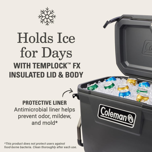Coleman Convoy Heavy-Duty Insulated Hard Cooler with handles| large capacity| Keeps Ice for up to 5 Days| Full foam insulation| Large Durable Portable Cool Ice Box for Rugged Outdoor Use & Jobsites