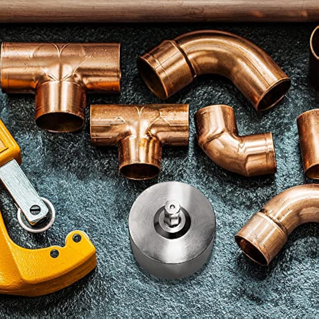 Full-Metal Copper Pipe Cleaner, Tube Cleaning Brush for Drill with Replaceable Brushes, for Professional Plumbers and Industrial Purpose Triple Set