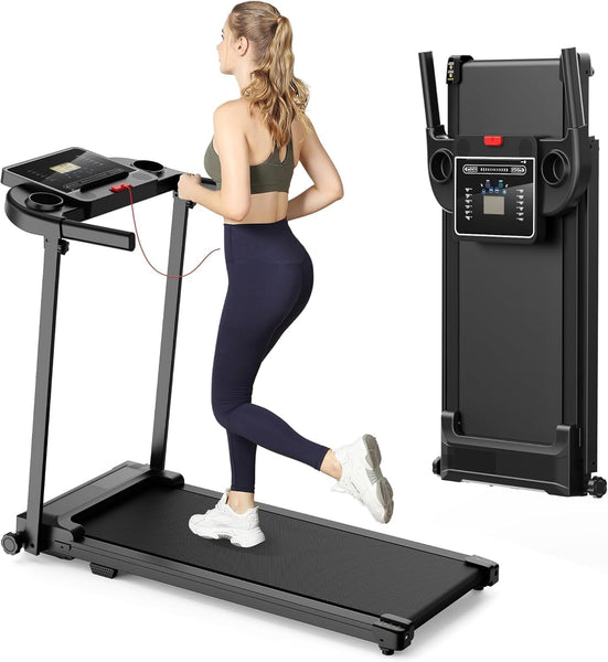 Treadmill Walking Pad Running Machine - Treadmills for Home Foldable Under Desk Treadmill with Handle Folding for Heavy People Foldaway Portable Compact Indoor Flat 10Km/h Electric Machines