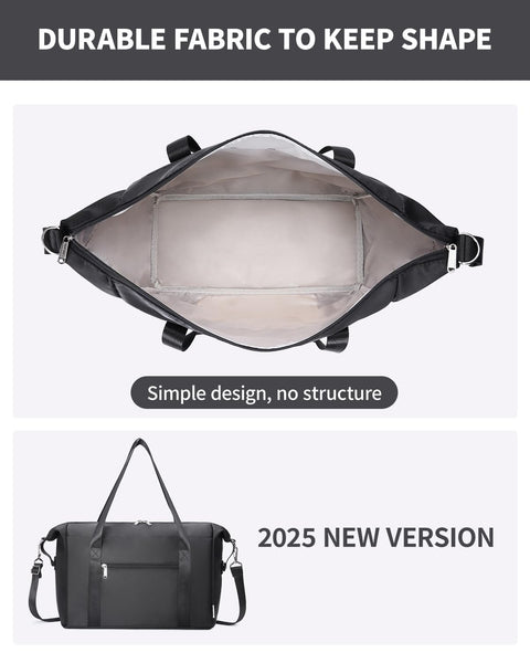 Narwey for Ryanair Cabin Bag 40x20x25 Underseat Ryan Air Bag Foladble Travel Duffel Hospital Carry on Hand Luggage Holdall Weekend Overnight Bag for Women and Men 20L (Beige with Green Straps)