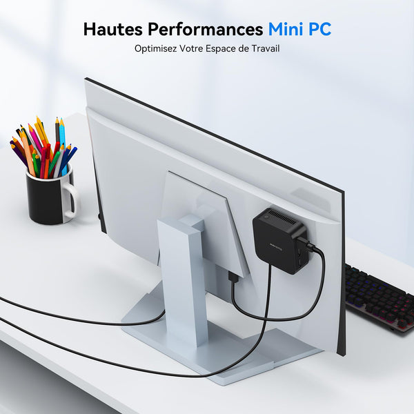 Blackview MP100 Aesthetic Mini PC Win 11 Pro, Ultra-Fluid 144Hz, AMD Ryzen 7430U, 16GB RAM 512GB SSD Mini Desktop Computer, Smart RGB, 3-Year Guarantee, WiFi 6/BT 5.2, Triple 4K Display for Home