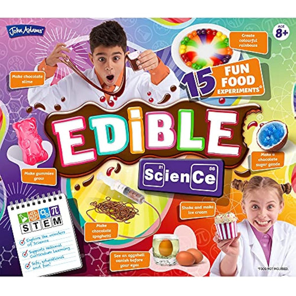 John Adams Edible Science Kit: 15 Fun Food Experiments | STEM Toy | Age 8+ | Create, Eat & Enjoy Food Such As Chocolate Spaghetti, Edible Slime & Sugar Crystal Geode | Gift Idea Birthday, Christmas