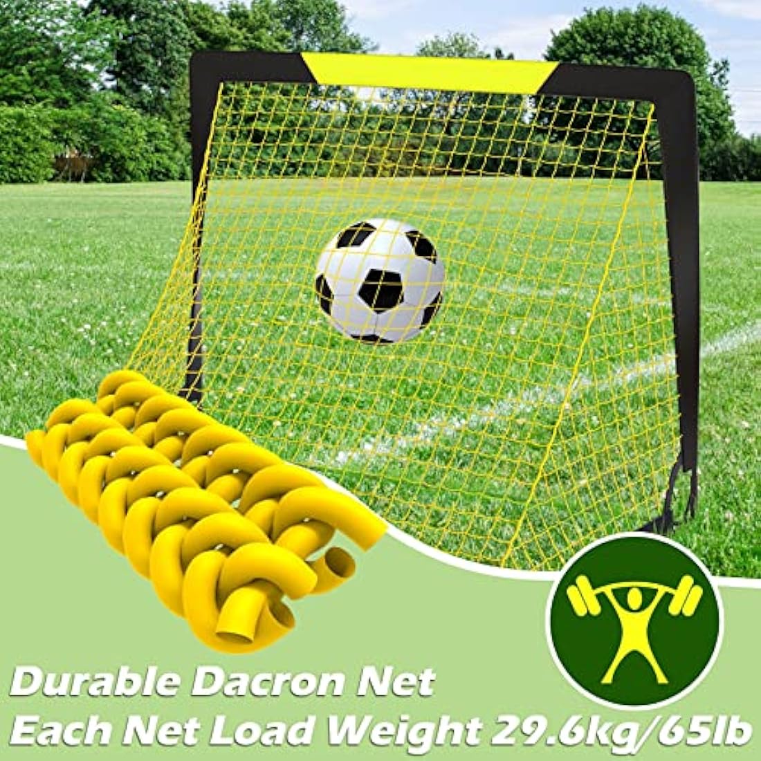 Happy Jump Pop Up Football Goals – Portable Soccer Nets Foldable Garden Football Posts for Outdoor Training (3x2 to 7x5 FT)