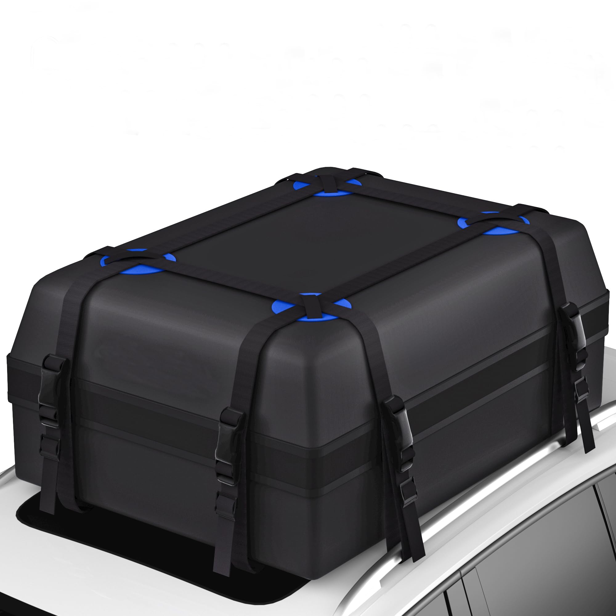 VALLYDOM Car Roof Bag 20 Cubic/560 L, 1680D PVC Waterproof Roof Bag No Need Rack, Roof Box with Anti Slip Pad, 6 Heavy-Duty Straps and Password Lock, Folding Soft Roof Bag for Cars with/Without Rack