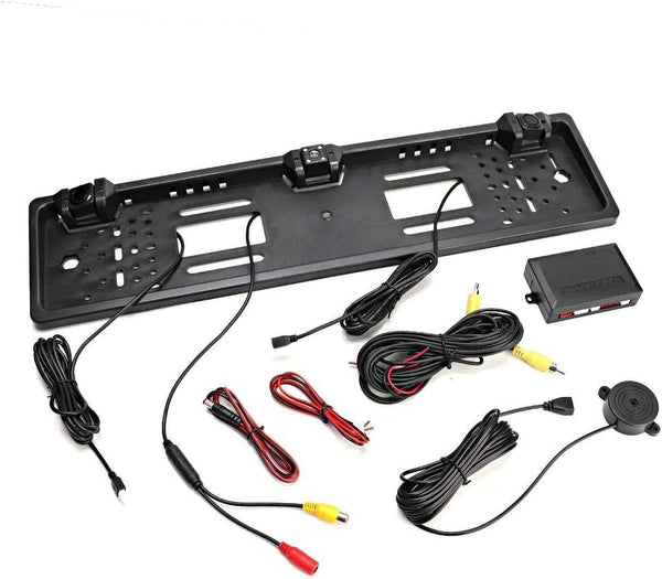 Tbest Car Frame with Backup Camera,ABS European License Plate Frame 12LED Camera Reversing Display Parking Sensor Car Accessories