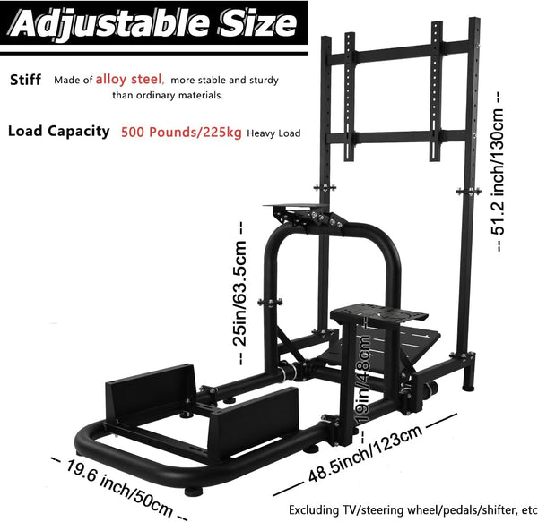 Minneer Flight Racing Simulator Cockpit with Monitor Mount Fit for Logitech Thrustmaster Fanatec G29 G920 G923 Racing, Enhanced Round Tube Steering Wheel Stand Not Included Wheel Pedal Handbrake Seat