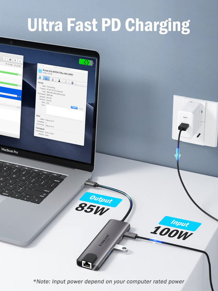 Lemorele 6-in-1 USB C Hub with 4K HDMI, Ethernet, 2 USB Ports, 100W PD Charging for MacBook Pro/Air M1, iPad Pro M1, Switch, Chromecast, PS4