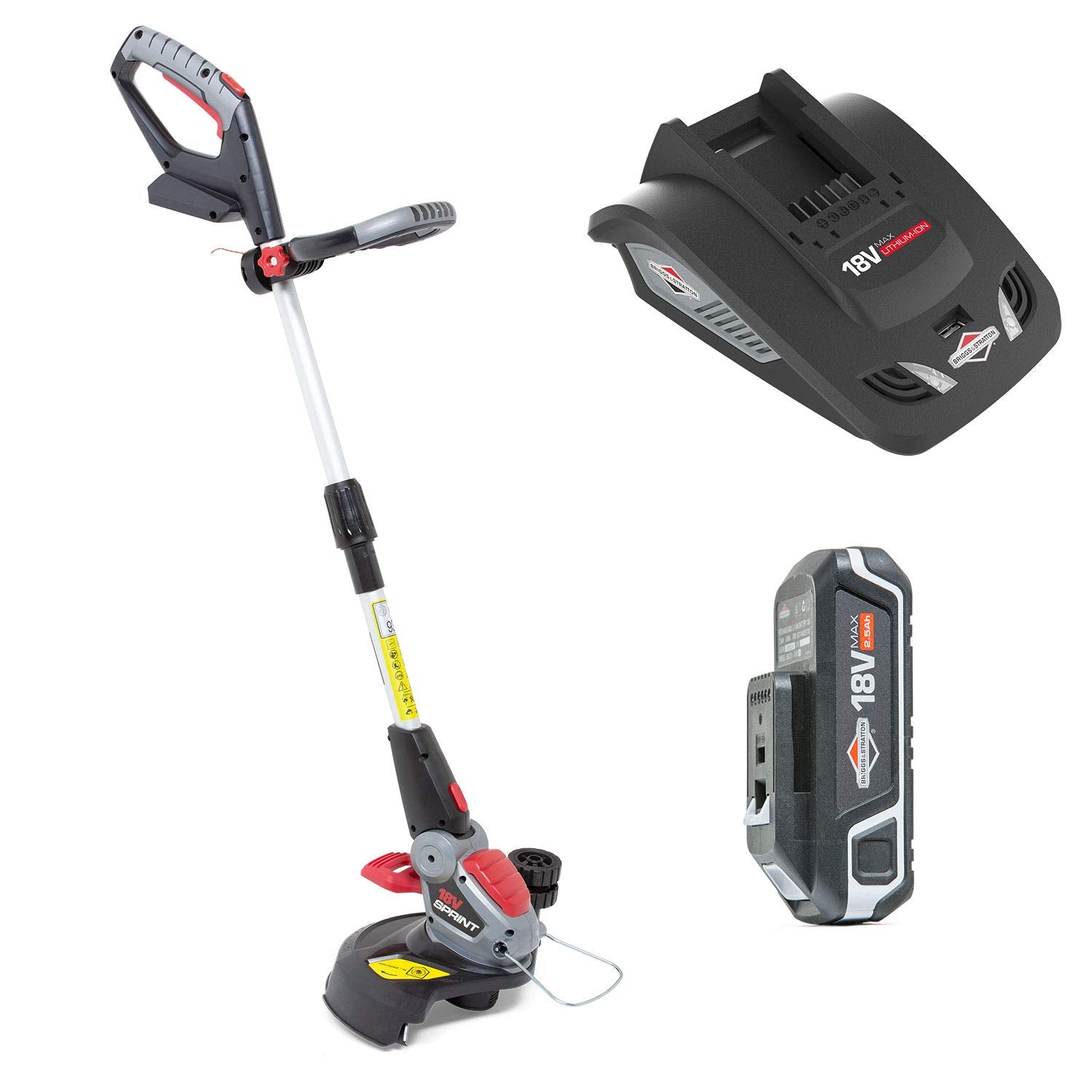 Sprint 18V Lithium-Ion Grass Trimmer Kit 18GTK , Powered by Briggs & Stratton, 30cm Cutting Width, Including 2.5Ah Battery and Charger, 5 Years Warranty