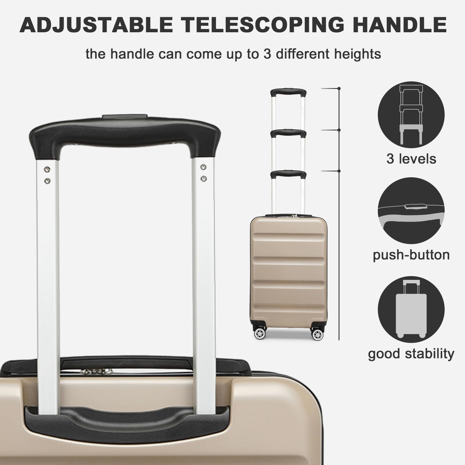 Kono Lightweight 28" Large Suitcase | Hard Shell with TSA Lock | 4 Dual Spinner Wheels | Expandable Design for Easy Travel | Perfect for Business & Vacation (Cream White,75x47.5x29.5cm)