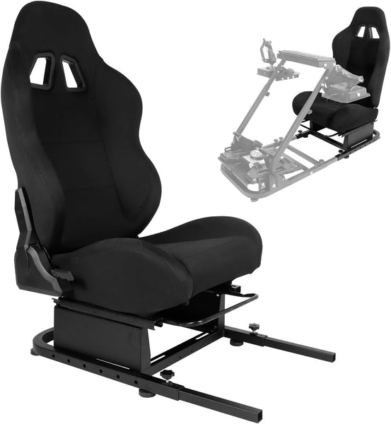 Anman Racing Simulator Cockpit with Black Seat Fit for Minneer Dardoo Flight Sim Game Chair with Neck Pillow Lumbar and Seat Belt Drilling Support for DIY(Not Included Wheel Shifter Pedal)