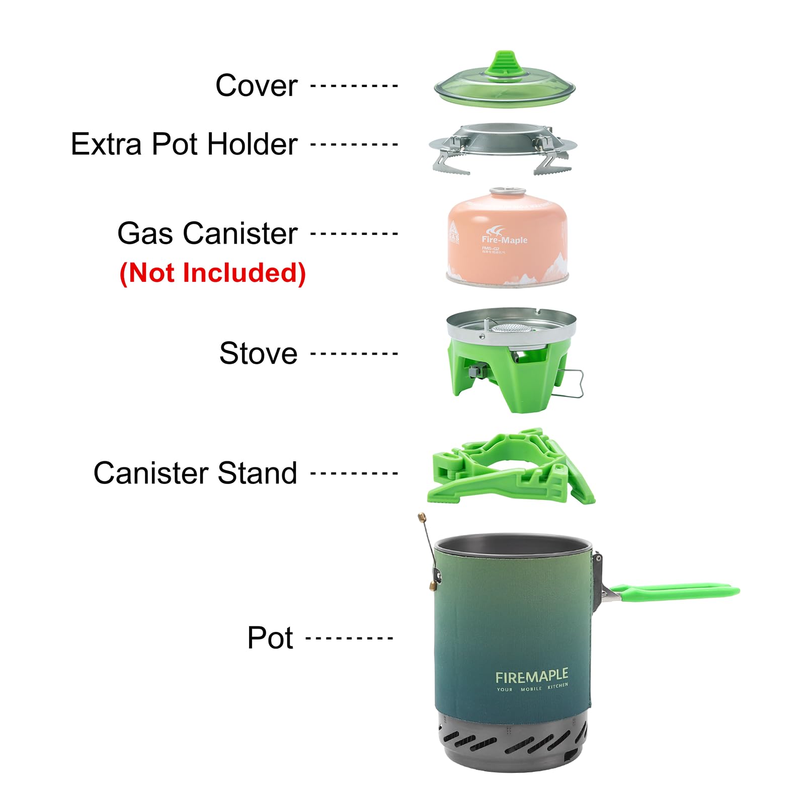 Fire-maple FMS-X2 Personal Cooking System Outdoor Hiking Camping Equipment Oven with Piezo Ignition POT Support & Stand for Outdoor Acitivities- Portable Propane Gas Stove Burner