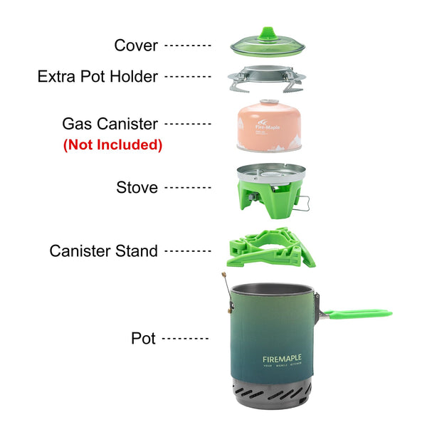 Fire-maple FMS-X2 Personal Cooking System Outdoor Hiking Camping Equipment Oven with Piezo Ignition POT Support & Stand for Outdoor Acitivities- Portable Propane Gas Stove Burner