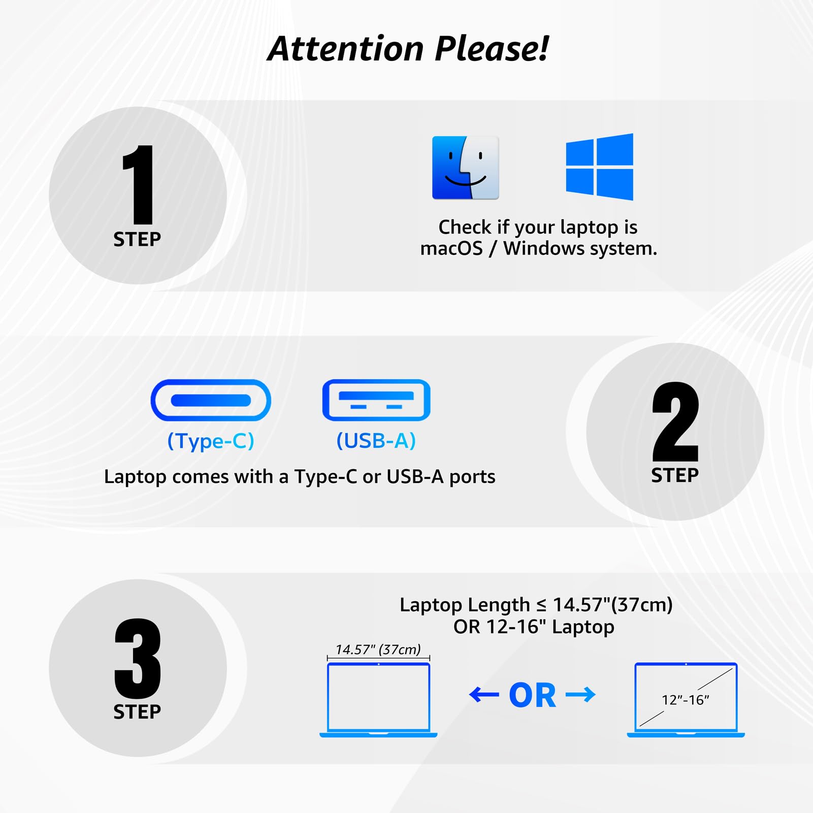 14" Triple Laptop Screen Extender, FHD IPS Multi Screen Extender with USB-C/USB-A, One Cable Connection Laptop Monitor Extender Compatible with Mac Windows Fits 11.6-15.6 Inch Laptops
