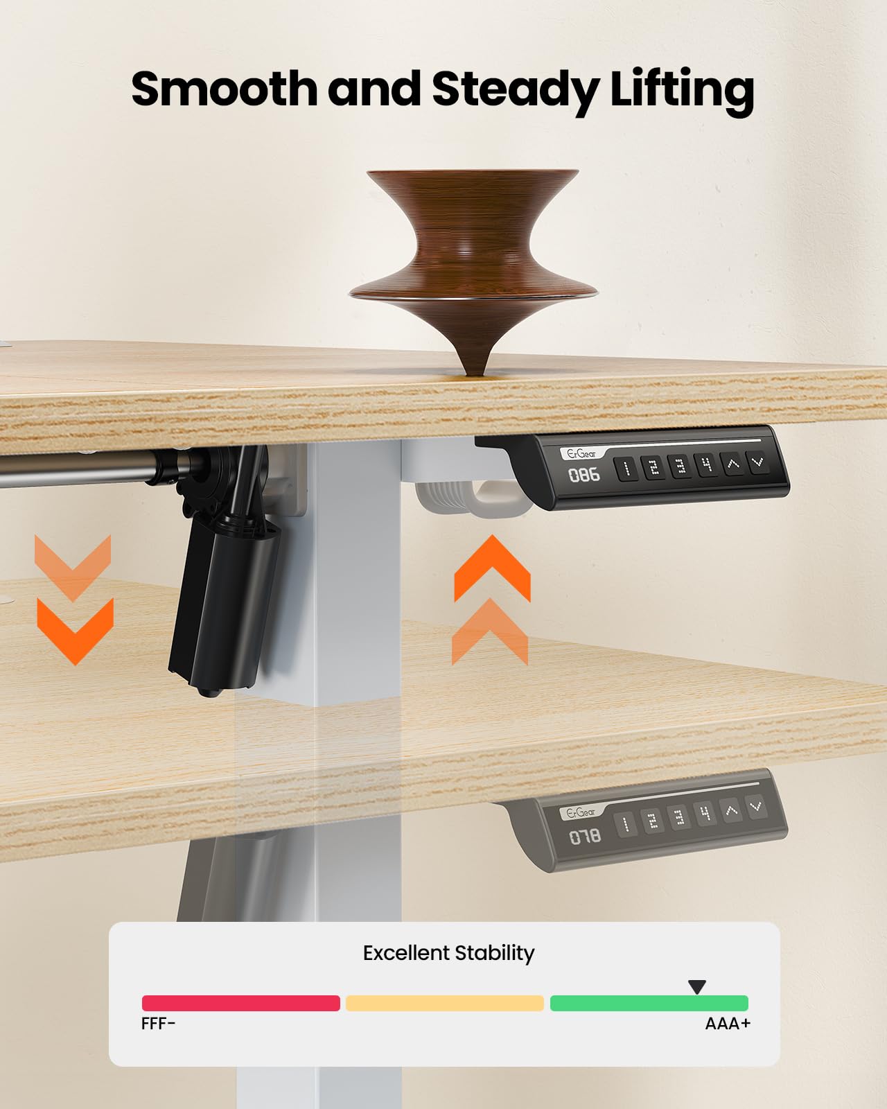 ErGear Electric Standing Desk Height Adjustable 160 x 80cm, Sit Stand Desk with 4 Memory Smart Pannel, Home Office Desk with Splice Board