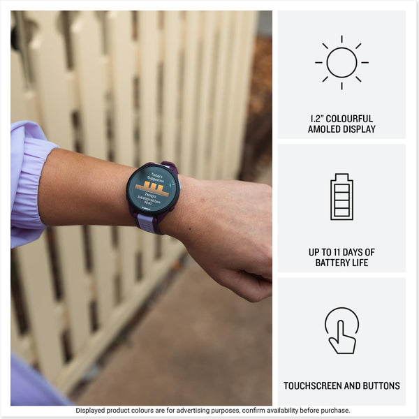 Garmin Forerunner 165 Music GPS 43mm Running Smartwatch, Lightweight, AMOLED Touchscreen, Advanced Training & Insights, Safety & Tracking Features, up to 11 days Battery Life, Aqua