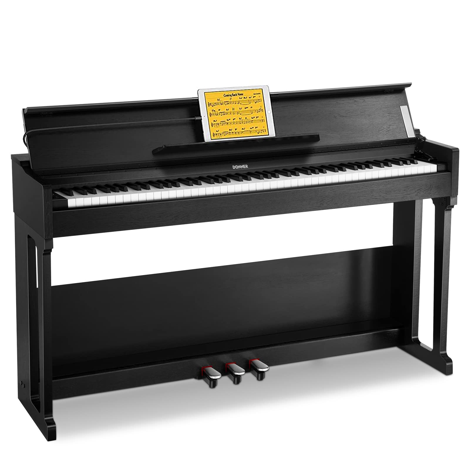Donner DDP-60 88 Key Digital Piano for Beginner, Electric Keyboard with Velocity-Sensitive Keys, 128 Voices, 83 Rhythms, 8 Reverb Effects, 5 Strength Curves, Auto Chord, Gray