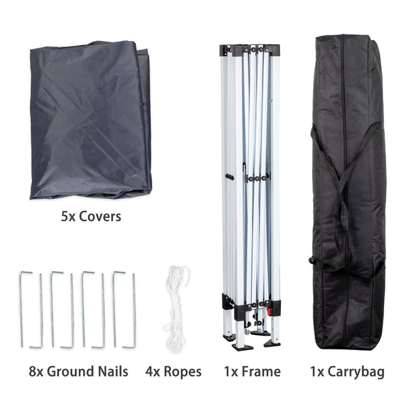 Outopee 3m x 3m Ez Pop Up Canopy Tent with 4 SideWalls, Outdoor Gazebo Portable Instant Canopy for Commercial Events, Party, Backyard BBQ, Camping, Blue