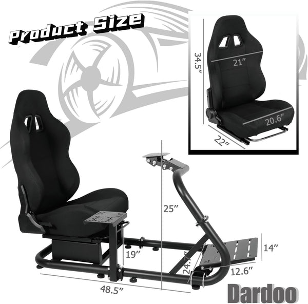 Dardoo Racing Simulator Cockpit with Seat Adjustable Cockpit Simulator Fit for Logitech G923 G29 G920, Thrustmaster Wheels Stabilized Driving Sim Cockpit, Without Wheel, Pedal and Hand Brake