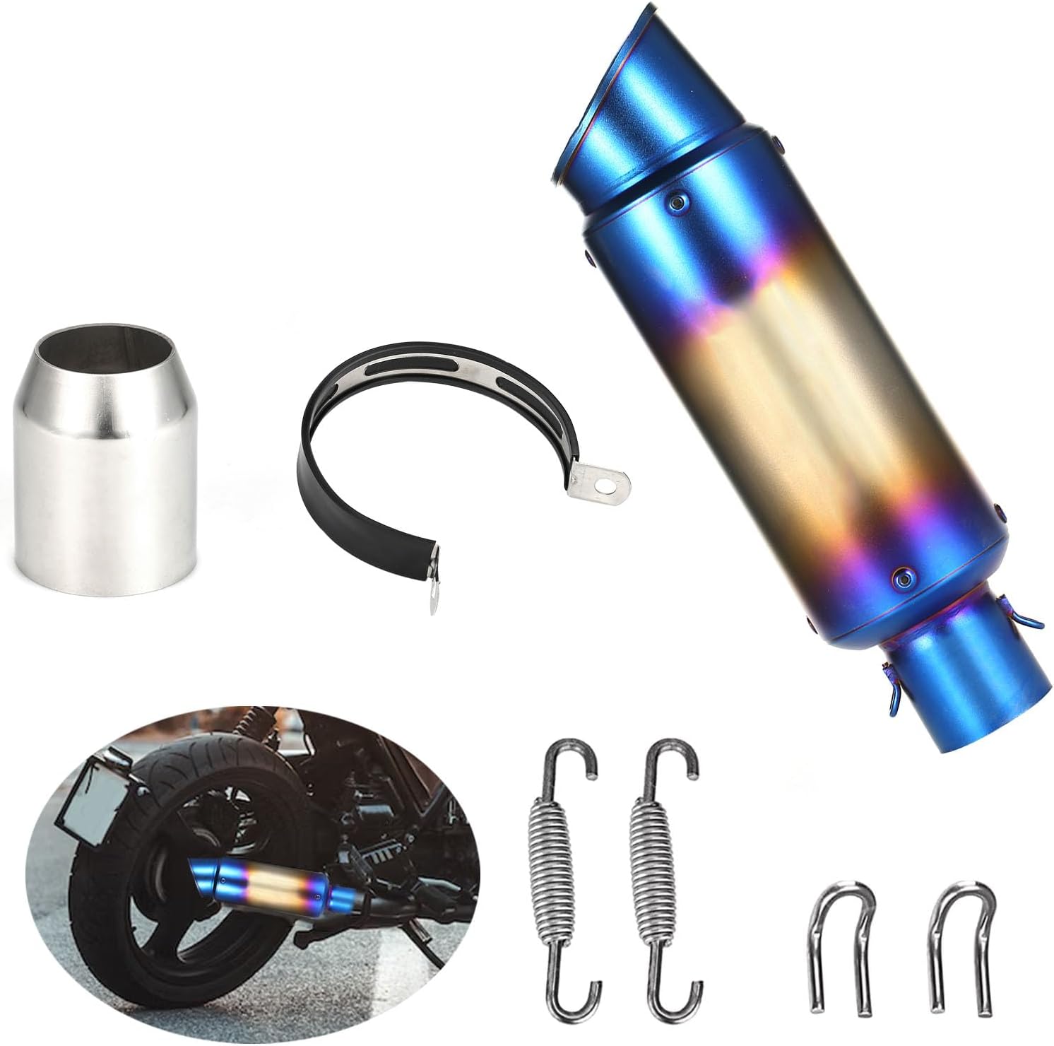 38-51mm Universal Motorcycle Exhaust Pipe Motorcycle Exhaust Muffler Pipe Pipe Tail Refit Exhaust Muffler Fit with Killer For Dirt Bike Street Bike Scooter ATV