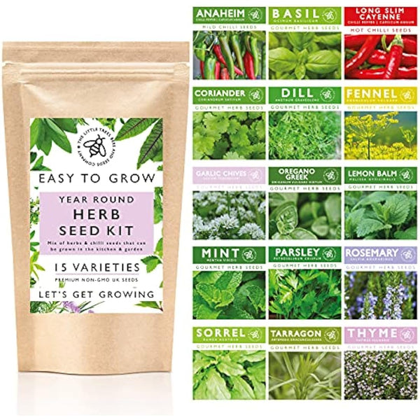 Herb Seeds for Gardening, 15 Seed Varieties Included in This Grow Your Own Herb Garden Pack, The Little Trees Bees & Seeds Company