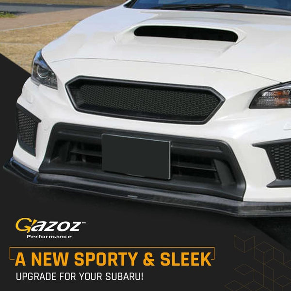 Exterior Accessories Parts - Glossy Front Grille Compatible With 2018 2019 2020 2021 Subaru WRX STI VA - Gloss Black Finished W/Black Mesh Grill - Debadge