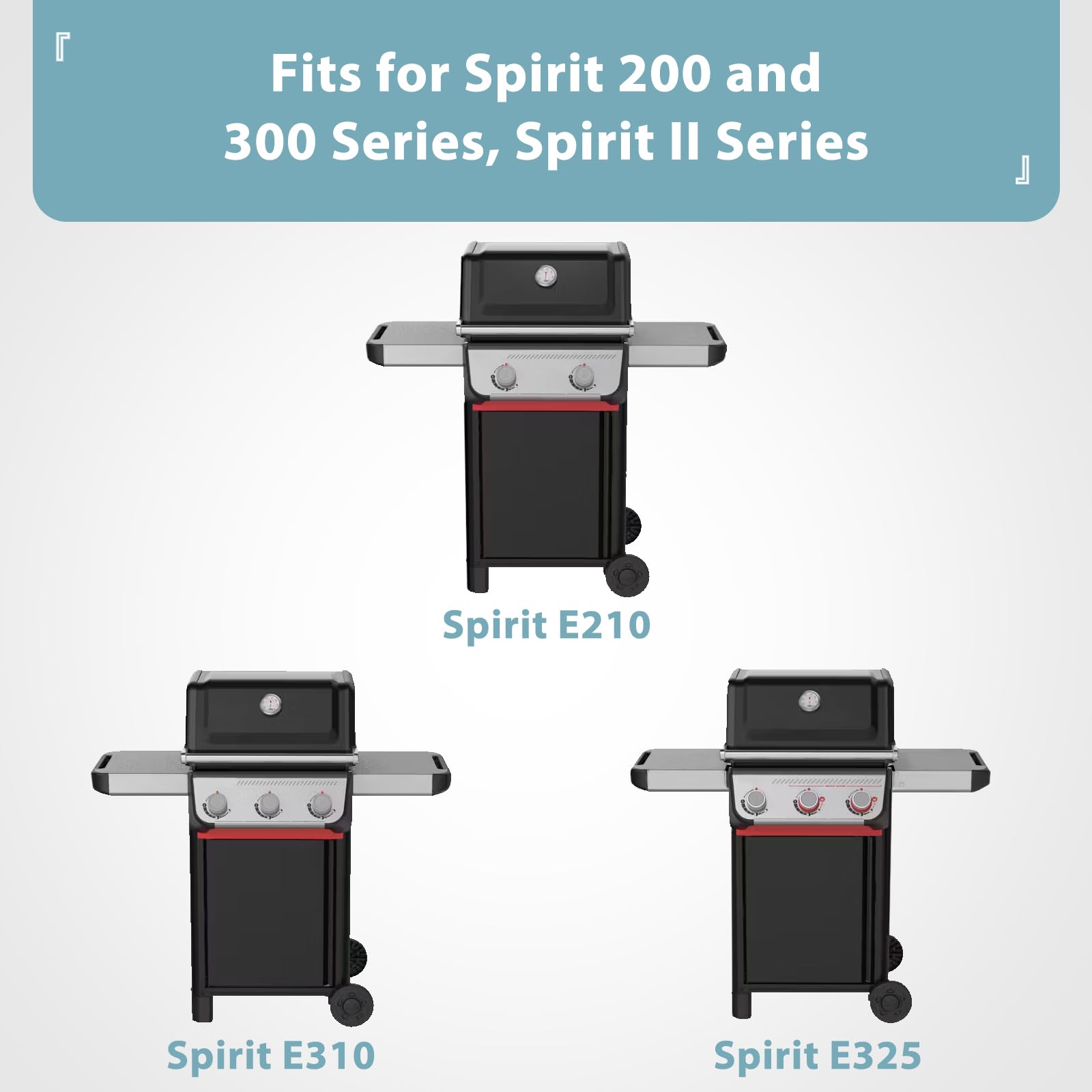 Grill Cover for Weber Spirit 200/300 Series, Also Fits for Spirit II 300, Double Straps and Built-in Vents, Durable & Waterproof, 52-Inch, Black