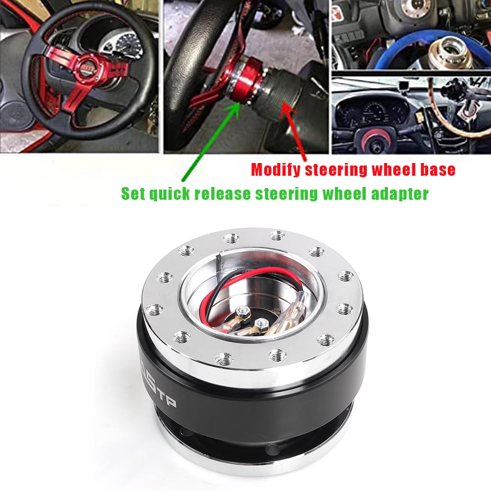 MUGE RACING Steering Wheel Quick Release, Steering Wheel Hub Adapter Boss Kit Compatible With Most 6 Hole Steering Wheel Hub (Black)