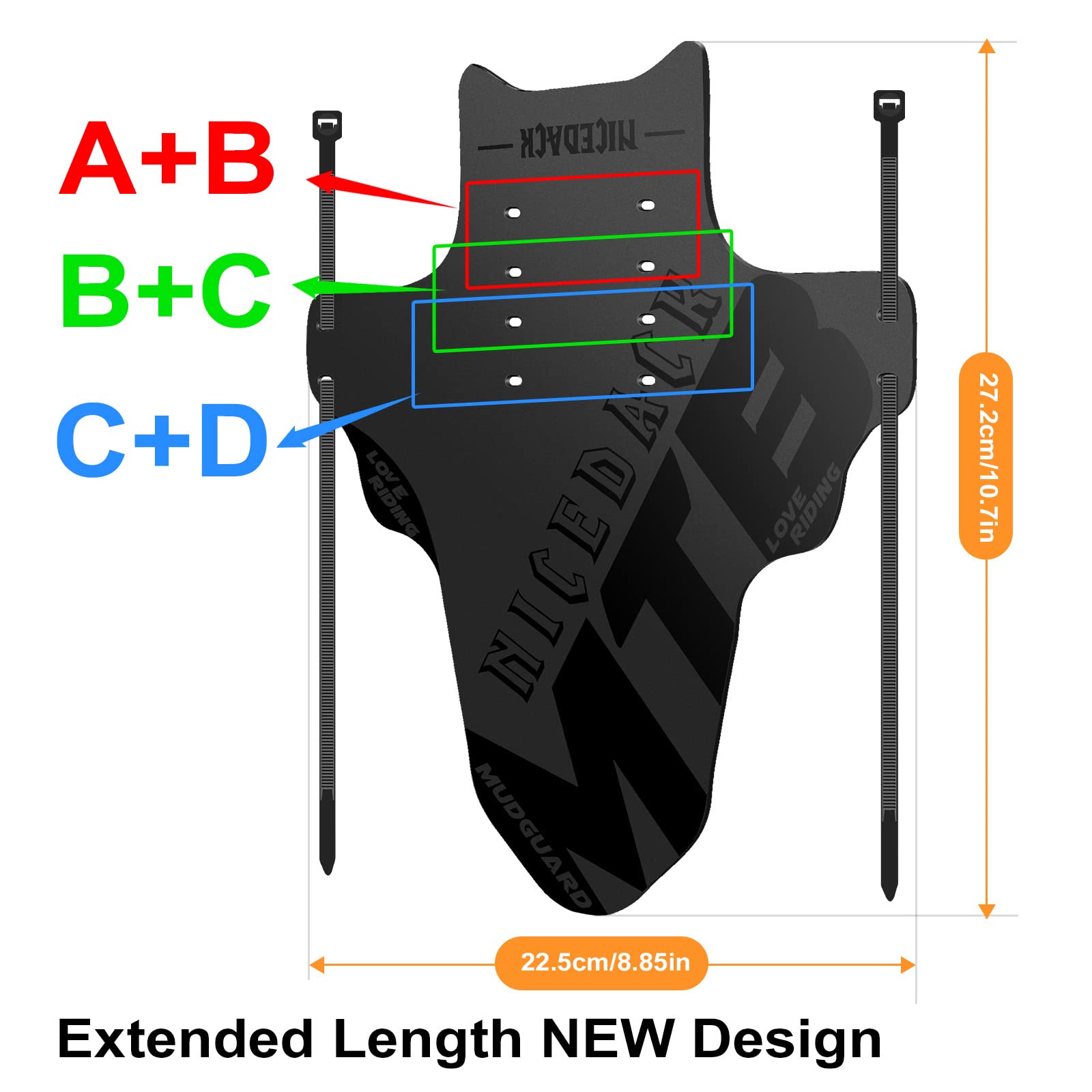 NICEDACK Mudguards Mountain Bike, 2 Pieces Mudguard Fit 20-29 Inch MTB Mudguard Front and Rear Compatible Bicycle Splash Guard