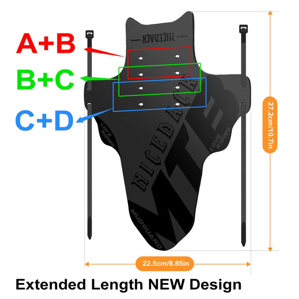 NICEDACK Mudguards Mountain Bike, 2 Pieces Mudguard Fit 20-29 Inch MTB Mudguard Front and Rear Compatible Bicycle Splash Guard