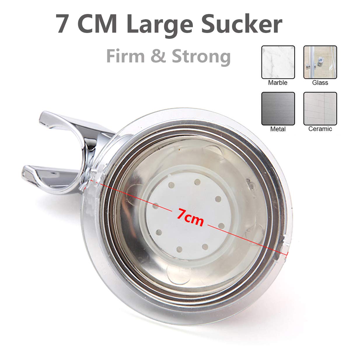 Shower Head Holder, Adjustable Removable Shower Wall Bracket, Shower Head Mount, 360° Rotation Adjustable Shower Bracket, Angle Adjustable Vacuum Suction Cup (Sliver-1)