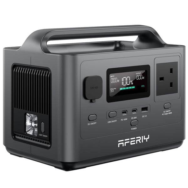 AFERIY 400W Portable Power Station 256Wh LiFePO4 Battery 1.5-hour Fast Charging, 5 Ports, Pure Sine Wave 230V Output, UPS Power Supply for Outdoor Camping and Emergency Backup