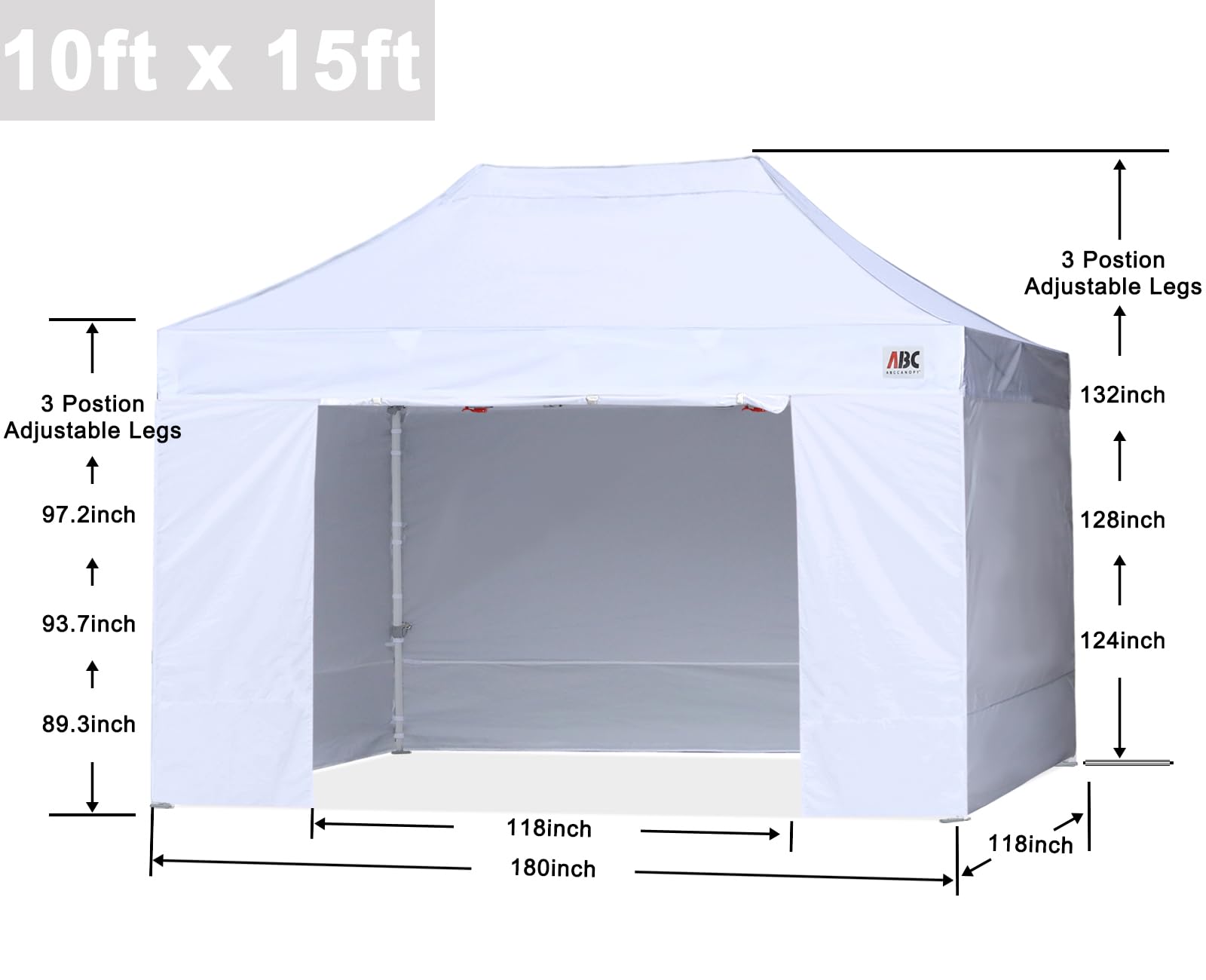 ABCCANOPY 3x6M Pop Up Gazebo Canopy Commercial Tents Market stall with 4 Removable Sidewalls and Roller Bag Bonus 4 Weight Bags (Grey)