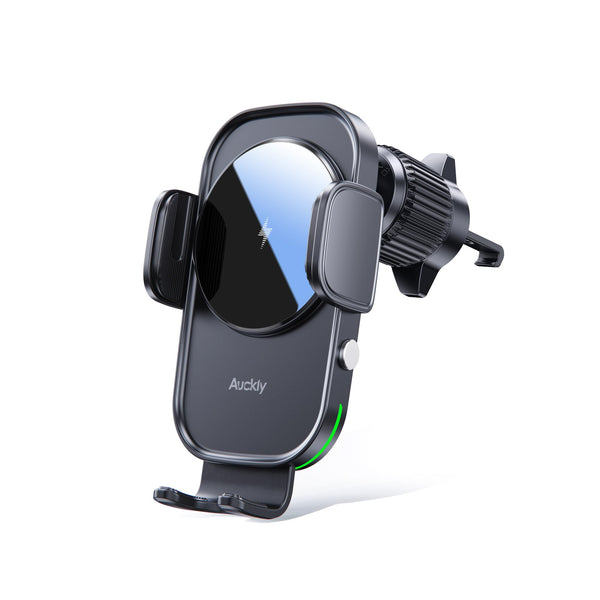 Auckly Qi 15W Car Phone Holder Wireless Charger, [270 ° Automatic Clamping], Wireless Car Charger Mount, Air Vent, for iPhone 11 12 13 14 15 16 Series & Samsung, Electromagnetic Induction, Black