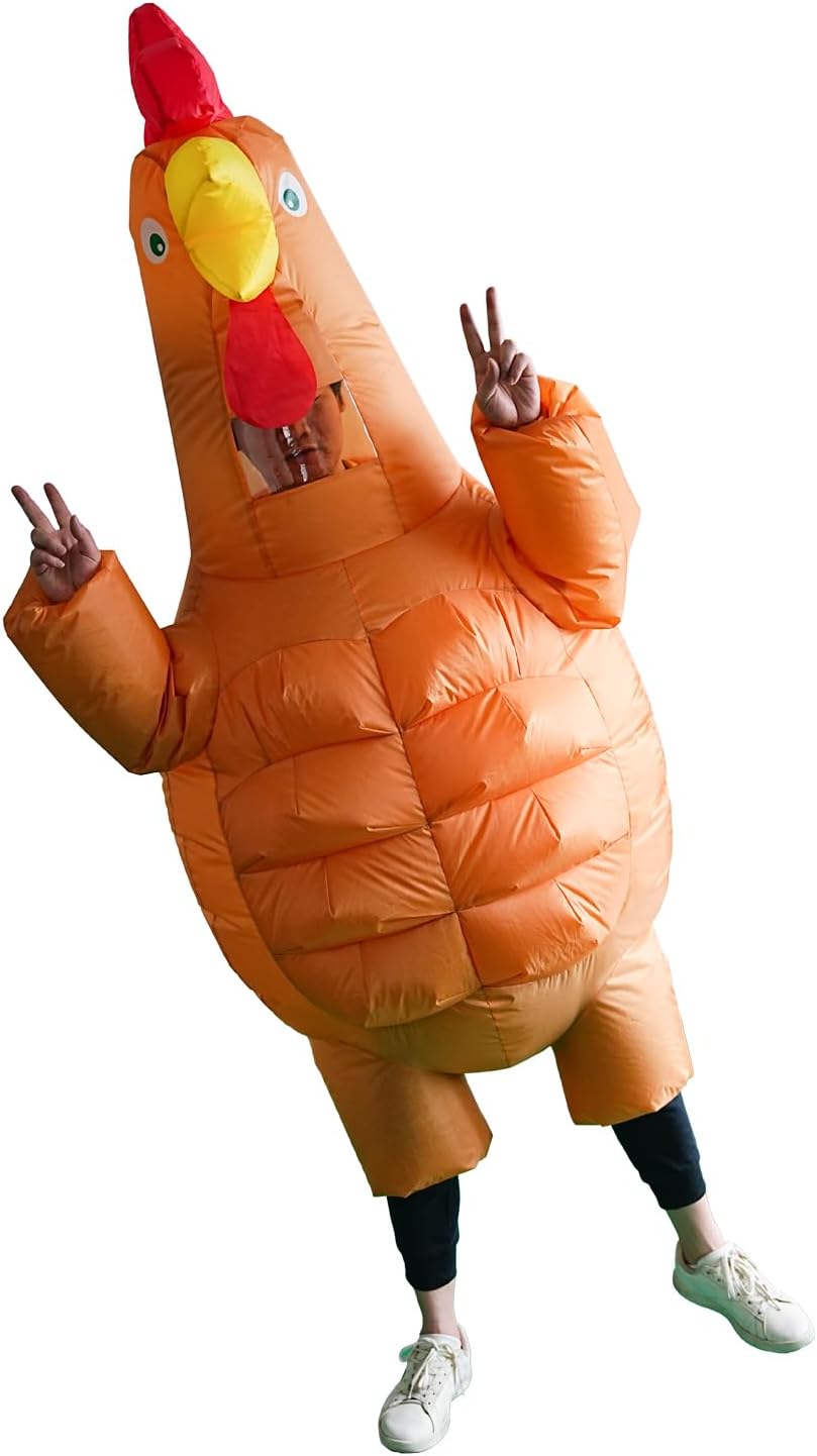 RHYTHMARTS Adult Inflatable Chicken Costume Blow up Chicken Costumes for Adult Rooster Inflatable Costumes Fancy Dress Party Halloween Christmas
