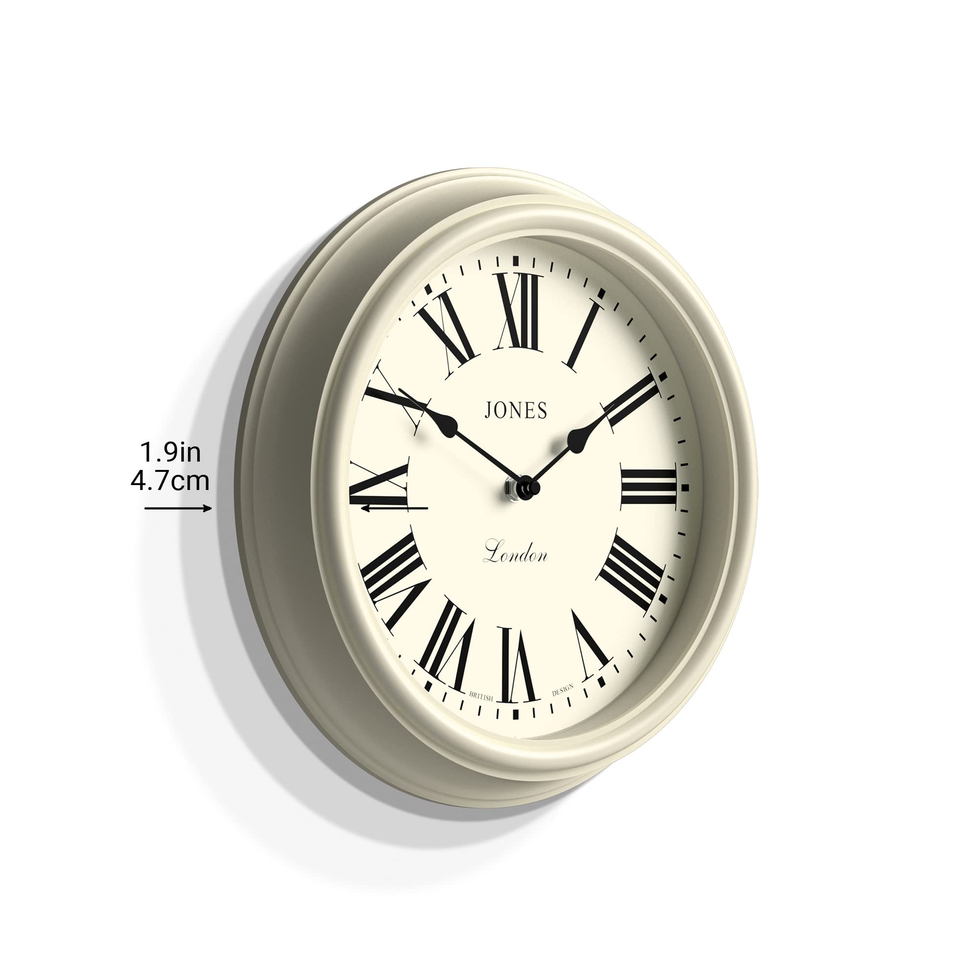 Jones Clocks Venetian wall clock | Classic round clock | 30cm | White | Roman numerals | Traditional design ideal for kitchen, living room or bedroom