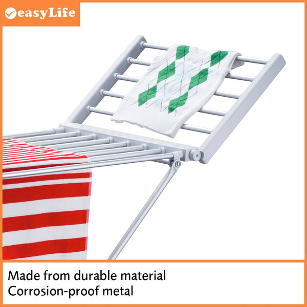 Easylife Electric Clothes Drying Rack, Winged Heated Clothes Dryer to Dry Clothes, Strong & Sturdy Indoor Heated Airer with Heated Rails for