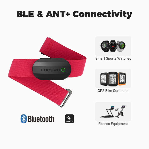 COOSPO Heart Rate Monitor Chest Strap,Bluetooth ANT+ Chest HRM for Running Cycling Gym Fitness, Heart Rate Monitors IP67 Waterproof Compatible with Strava Zwift Wahoo Garmin Polar Peloton App