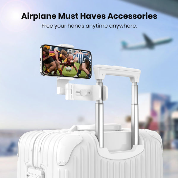 Airplane Phone Holder - Klearlook 4 in 1 Adjustable Phone Stand for Travel,360 Rotation Handsfree Viewing Flight Phone Holder,Foldable Travel Essential,Accessory for Flying/Traveling/Home/Office-Black