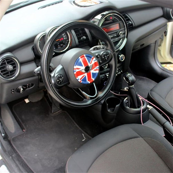ABS Plastic Steering Wheel Decoration Trim Cover Sticker Shell for Mini Cooper F54 Clubman F55 Hardtop F56 Hatchback F57 Convertible F60 Countryman 2014~2020 (Union Jack Gray)