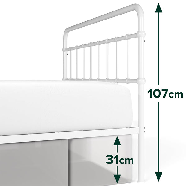 ZINUS Florence 3ft Single Bed Frame 90x190cm, Metal Platform Bed with Headboard and Footboard, Strong Steel Slat Support, Large Storage Space, Easy Assembly, Black