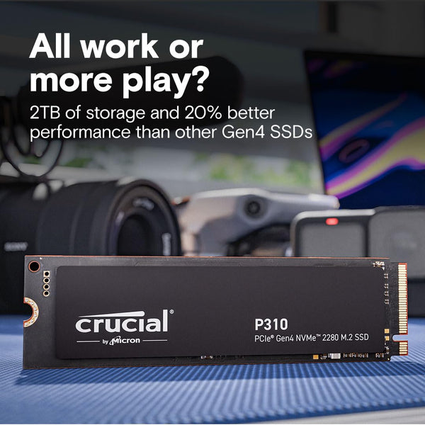 Crucial P310 500GB SSD M.2 2280 NVMe PCIe Gen4 Internal Gaming SSD, Up to 6,600MB/s, Laptop & Desktop (PC) Compatible, Solid State Drive - CT500P310SSD801