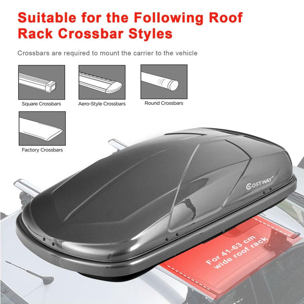COSTWAY Car Roof Box, 400L Capacity Hard Roof Cargo Carrier with Security Keys & Dual Side Opening, Waterproof Rooftop Luggage Storage Box for Car, SUV, Van, Fits Most Cars (Black)