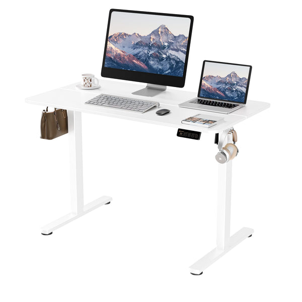 ERGOMAKER Electric Height Adjustable Standing Desk 80x60cm (31.5"x23.6"), Sit Stand Desk with Splicing Top for Home Office (Black Frame + Black Desktop)