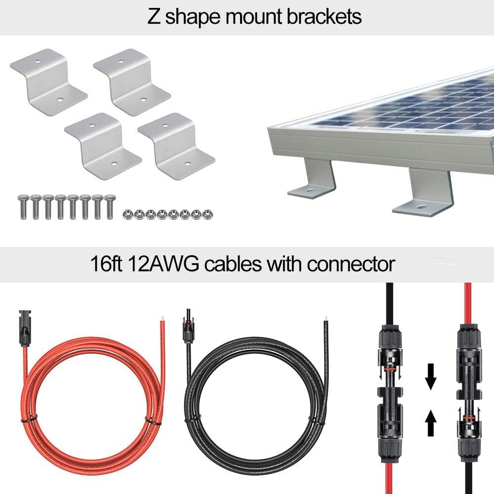 ECO-WORTHY 100 Watt 12V Solar Panels Kit + 20A Charge Controller for Off-Grid 12 Volt Battery System