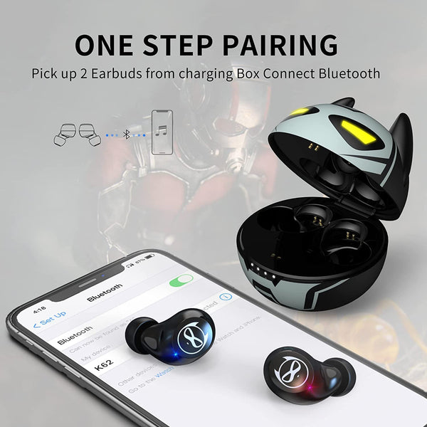 Earbuds for Kids Cute Design in-Ear Wireless Earphones for Kids Boys Adult Bluetooth 5.3 Waterproof Sport Stereo Headphones with Mic for Phone