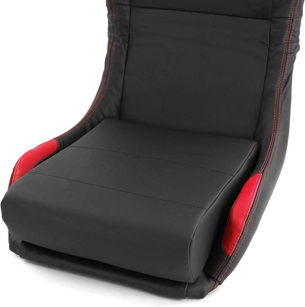 TZ x1 Universal Folding Bucket Sports Seat Black & Red Vinyl Car Racing Simulator Sim