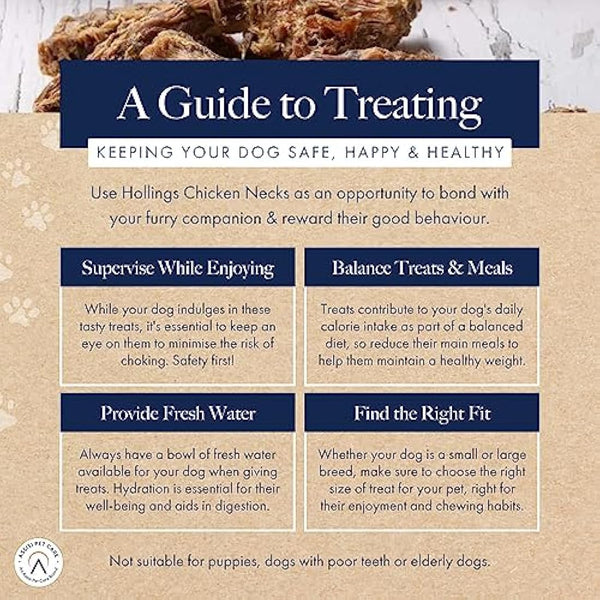 Hollings Chicken Necks Dog Treats, 100% Natural Air Dried Chew Treats for Adult Dogs, Grain Free and High in Protein (2kg)