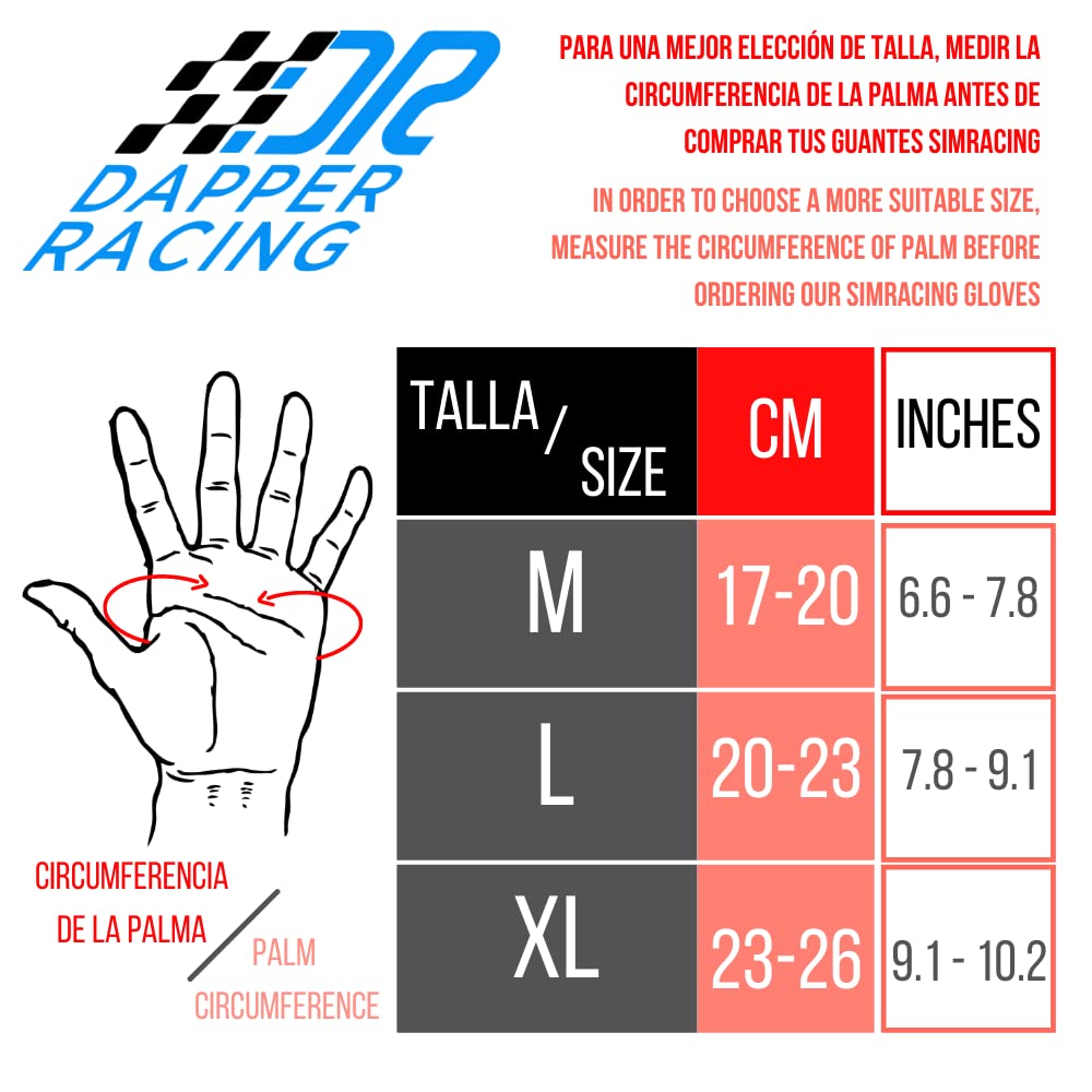 DAPPER RACING | SIMRACING Red Edition Gloves | Touchscreen Friendly | Palm Reinforcement | Non-slip Silicone for Optimal Grip | Lightweight and Breathable | Designed for Simracers