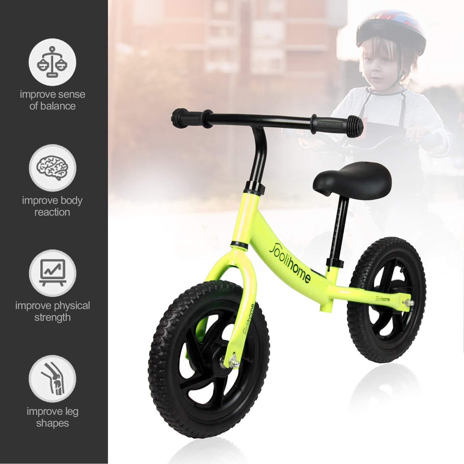 12" Balance Bike Carbon Steel Frame No Pedal Walking Balance Bike Training Bicycle for Kids and Toddlers 2- to 6 Years Old
